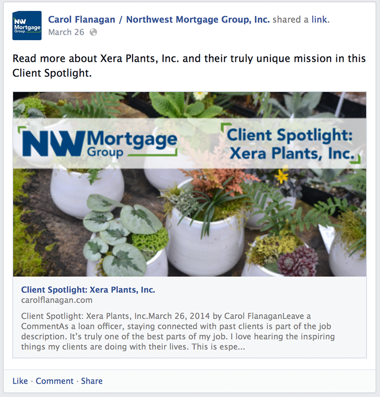 Business Owner Spotlight Mortgage Social Media Post Idea