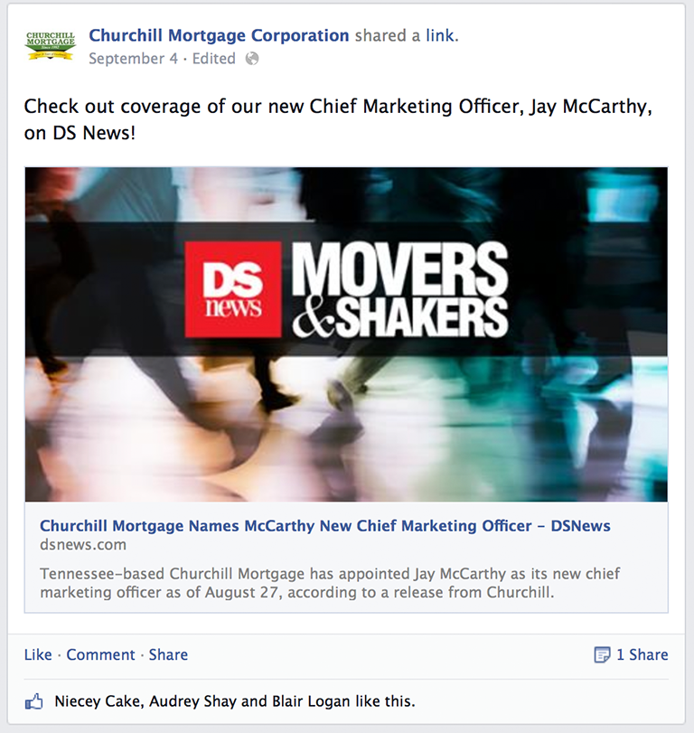 Company in the news Mortgage Social Media Post Idea